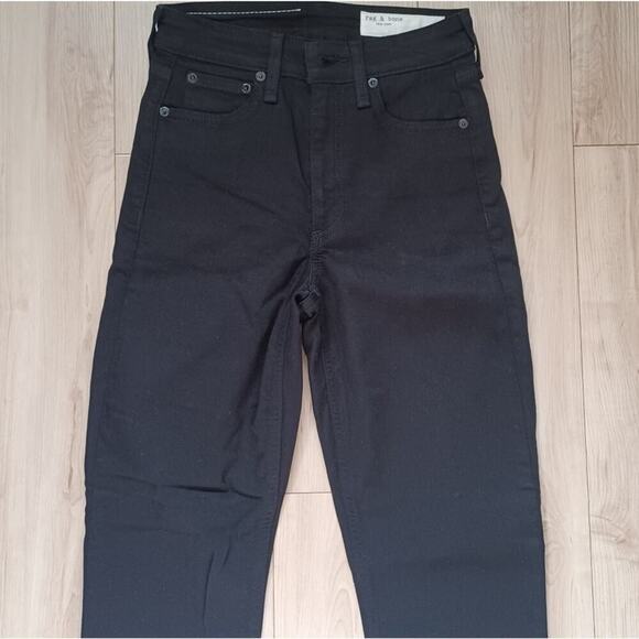 Rag & Bone Nina High-Rise Slim Cigarette Jeans Black Frayed Size 24 NWT - Picture 4 of 9